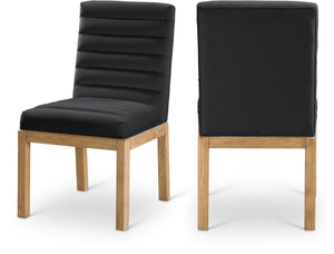 Meridian Furniture Evelyn Channel Tufted Velvet Dining Chair with Solid Ash Legs for Elegant Modern Spaces Black 901 901Black-C