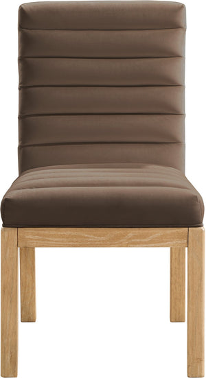 Meridian Furniture Evelyn Channel Tufted Velvet Dining Chair with Solid Ash Legs for Elegant Modern Spaces Brown 901 901Brown-C