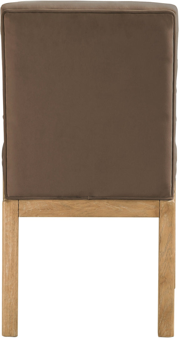 Meridian Furniture Evelyn Channel Tufted Velvet Dining Chair with Solid Ash Legs for Elegant Modern Spaces Brown 901 901Brown-C
