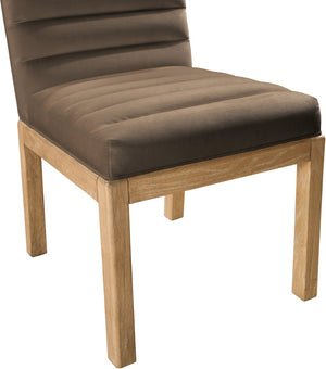 Meridian Furniture Evelyn Channel Tufted Velvet Dining Chair with Solid Ash Legs for Elegant Modern Spaces Brown 901 901Brown-C