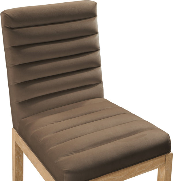 Meridian Furniture Evelyn Channel Tufted Velvet Dining Chair with Solid Ash Legs for Elegant Modern Spaces Brown 901 901Brown-C