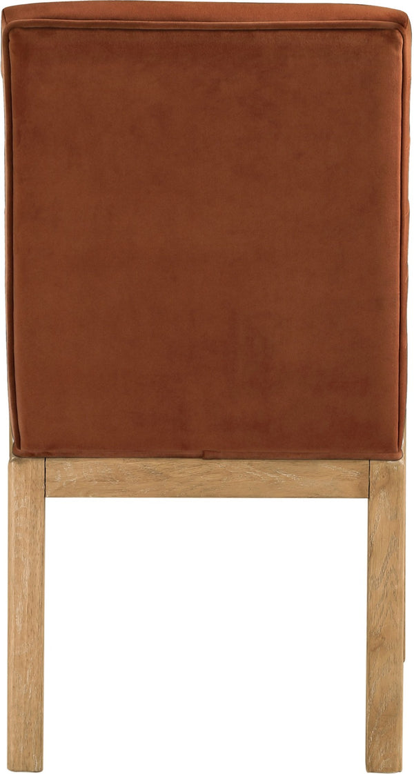 Meridian Furniture Evelyn Channel Tufted Velvet Dining Chair with Solid Ash Legs for Elegant Modern Spaces Cognac 901 901Cognac-C