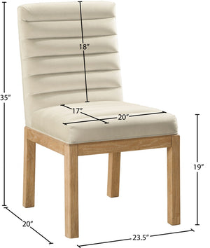 Meridian Furniture Evelyn Channel Tufted Velvet Dining Chair with Solid Ash Legs for Elegant Modern Spaces Cream 901 901Cream-C