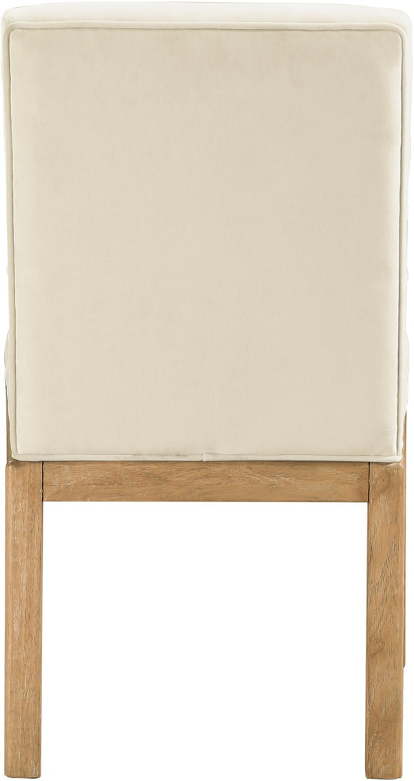 Meridian Furniture Evelyn Channel Tufted Velvet Dining Chair with Solid Ash Legs for Elegant Modern Spaces Cream 901 901Cream-C