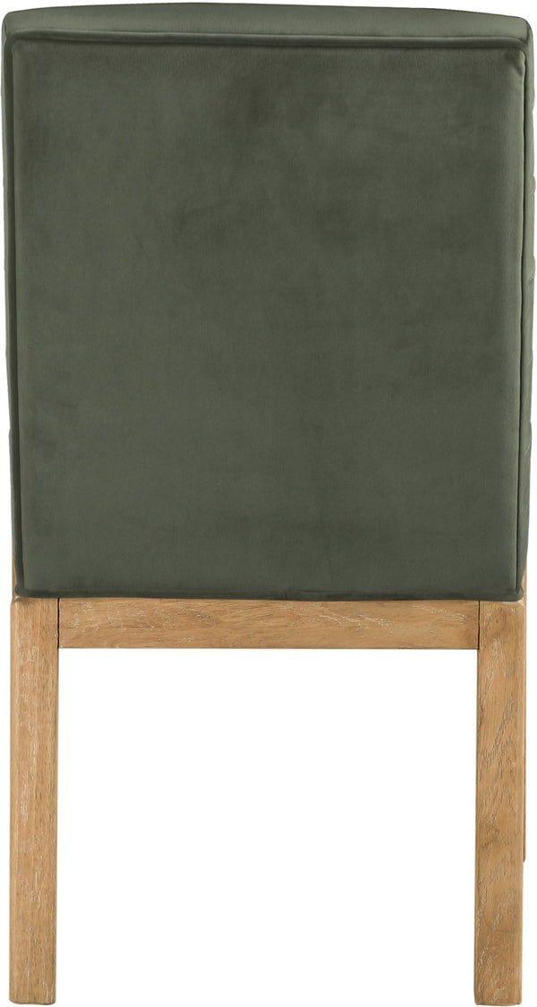 Meridian Furniture Evelyn Channel Tufted Velvet Dining Chair with Solid Ash Legs for Elegant Modern Spaces Green 901 901Green-C