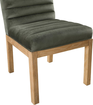 Meridian Furniture Evelyn Channel Tufted Velvet Dining Chair with Solid Ash Legs for Elegant Modern Spaces Green 901 901Green-C