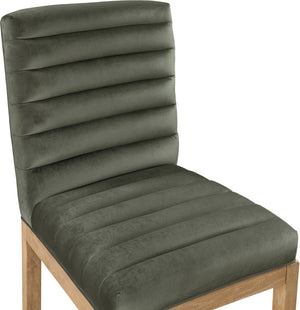 Meridian Furniture Evelyn Channel Tufted Velvet Dining Chair with Solid Ash Legs for Elegant Modern Spaces Green 901 901Green-C