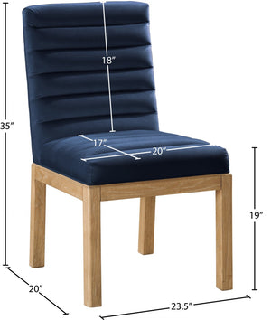 Meridian Furniture Evelyn Channel Tufted Velvet Dining Chair with Solid Ash Legs for Elegant Modern Spaces Navy 901 901Navy-C