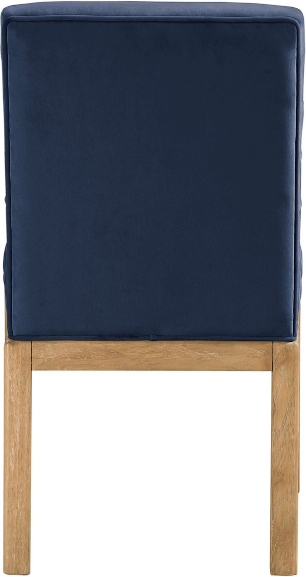 Meridian Furniture Evelyn Channel Tufted Velvet Dining Chair with Solid Ash Legs for Elegant Modern Spaces Navy 901 901Navy-C