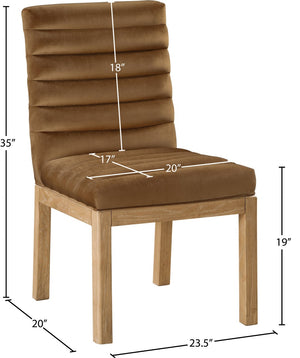 Meridian Furniture Evelyn Channel Tufted Velvet Dining Chair with Solid Ash Legs for Elegant Modern Spaces Saddle 901 901Saddle-C
