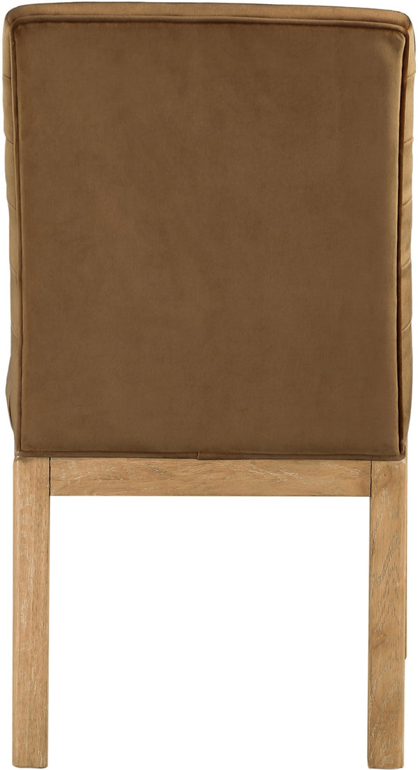 Meridian Furniture Evelyn Channel Tufted Velvet Dining Chair with Solid Ash Legs for Elegant Modern Spaces Saddle 901 901Saddle-C