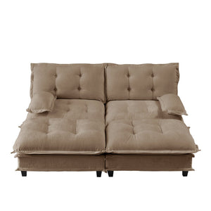 English Elm 77" Chenille Modular Cloud Sofa Plush Deep Seat Sectional with Ottomans for Living Room Light Coffee W714S01693