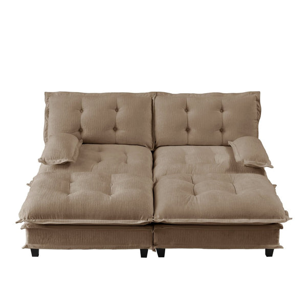 English Elm 77" Chenille Modular Cloud Sofa Plush Deep Seat Sectional with Ottomans for Living Room Light Coffee W714S01693