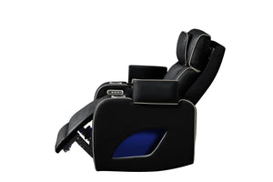 English Elm Fortuner Modern Luxury Recliner Chair With Massage, Led Lighting & Usb – Elegant Faux Leather Black B009P287717