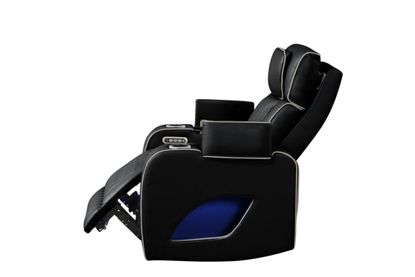 English Elm Fortuner Modern Upholstery Recliner Chair With Massage, Power Recline & Usb Ports - Sleek Black Comfort G150109103