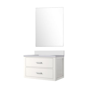 English Elm White Single Sink Vanity Set With Cultured Marble Top, Frameless Mirror & Soft-Close Storage Solutions B2731S01424-GIGA