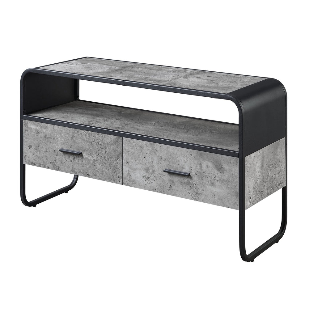 English Elm Concrete Grey And Black 2-Drawer Tv Stand – Modern Design With Ample Storage For Any Room B062P186514