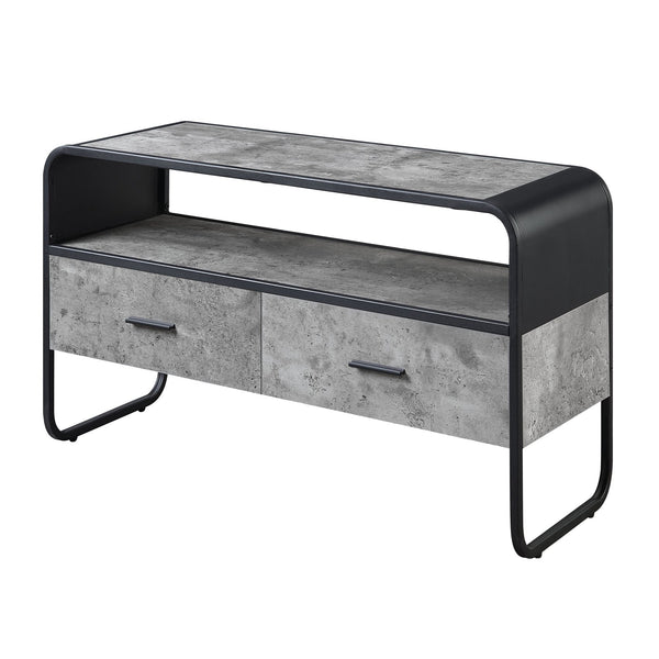 English Elm Concrete Grey And Black 2-Drawer Tv Stand – Modern Design With Ample Storage For Any Room B062P186514