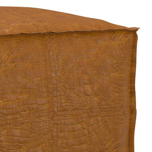 English Elm Brody Genuine Leather Square Pouf Handcrafted Patina Finish Rustic Living Room Accent B136P427584