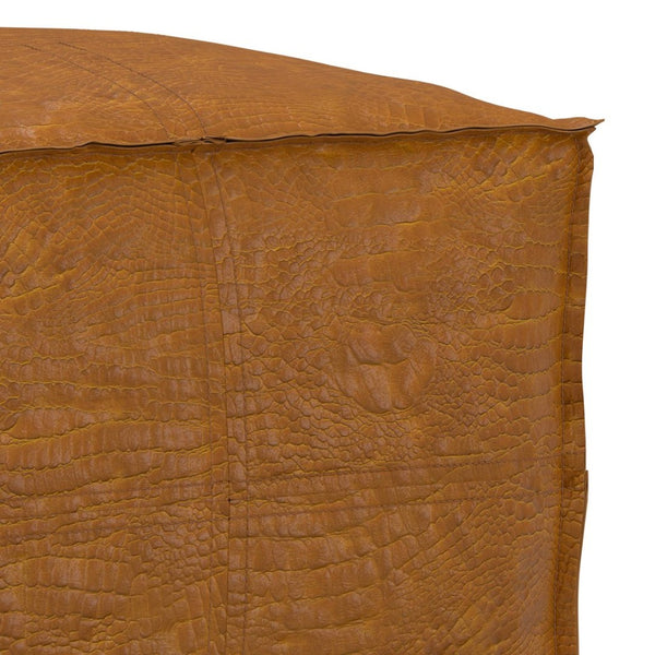 English Elm Brody Genuine Leather Square Pouf Handcrafted Patina Finish Rustic Living Room Accent B136P427584