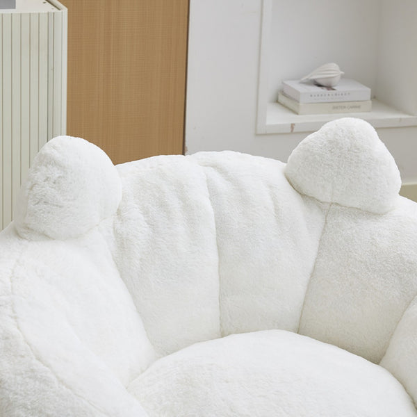 English Elm Cat-shaped Bean Bag Sofa with Sculptural Tail Armrest for Playful Living Spaces White W2311P457293