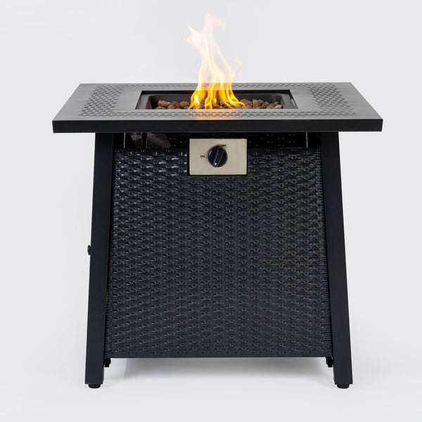 English Elm 28-Inch Iron Square Propane Fire Pit Table - Durable, Stylish, And Versatile For Outdoor Gatherings W3131P277174