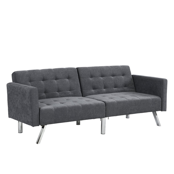 English Elm Sofa Convertible Linen Sofa Bed with Split-Back Recline, 3 Positions, Breathable Comfort for Small Spaces Dark Gray 41.3 L x 34.7 W x 8.2 H W2297S00005