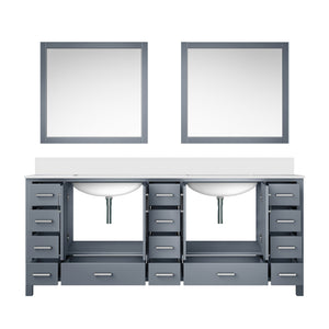 English Elm Dark Grey Double Bath Vanity 84 in with Cultured Marble Top, Soft-Close Drawers, Mirror, Ample Storage B2731S00898