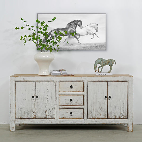 Lilys Amalfi Two Tones Shandong Buffet 3 Draw 4 Dr Distressed White 90200010
