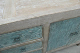 Lilys Reclaimed Wood Shandong Buffet 3 Draw 4 Dr, Off White With Soft Aqua 90200180