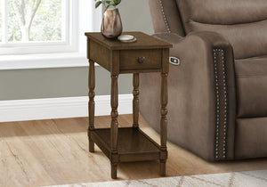 English Elm Accent Table, Two-Tiered Design With Storage Drawer - Traditional Brown Veneer For Stylish Spaces B2710P219466