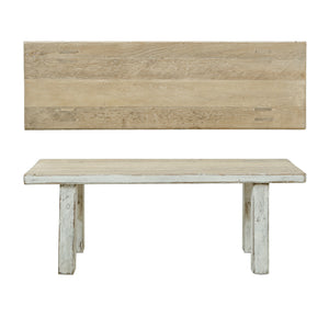Lilys 47"L Amalfi Two Tones Old Pine Wood Bench Antique Off White 9021-S