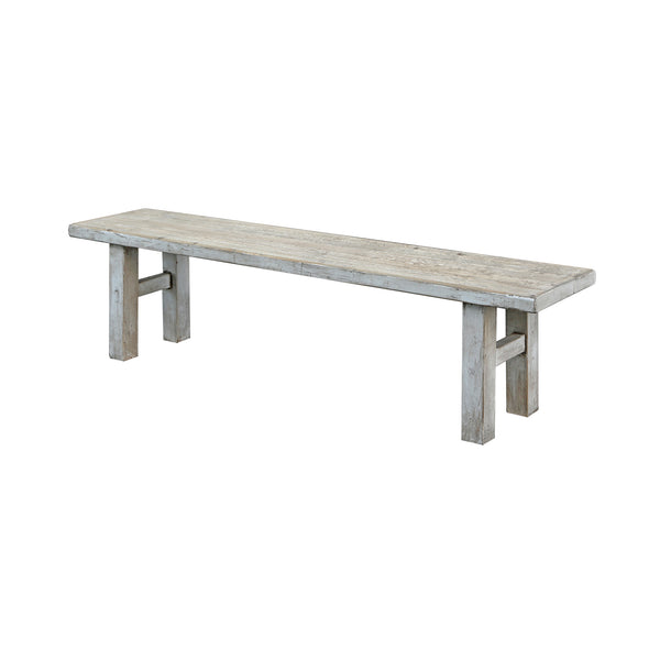 Lilys 47"L Amalfi Two Tones Old Pine Wood Bench Antique Off White 9021-S
