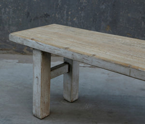 Lilys 47"L Amalfi Two Tones Old Pine Wood Bench Antique Off White 9021-S