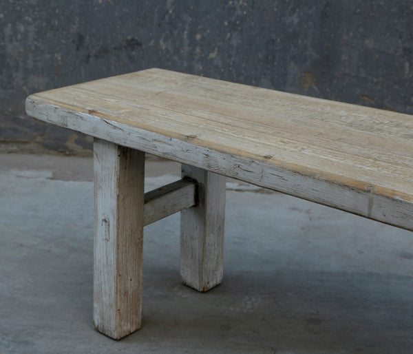Lilys 47"L Amalfi Two Tones Old Pine Wood Bench Antique Off White 9021-S