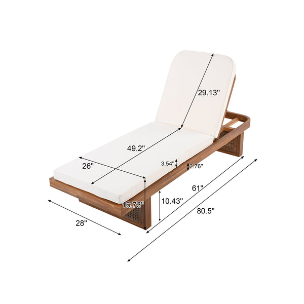 English Elm Christopher Knight Home® - Outdoor Lounge Chair - Stylish Acacia Wood & Pe Rattan, Adjustable Recline With Plush White Cushion N769P303158A_4