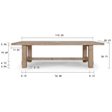 Lilys Amalfi 9' Long Dining Table Weathered Natural Pinewood 110X40X31H 9022L-NA