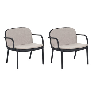 English Elm Christopher Knight Home® - Luna Outdoor Pp Club Chair Set Of 2 - Stylish Black Frame With Beige Cushions For Cozy Patios N775P272730B