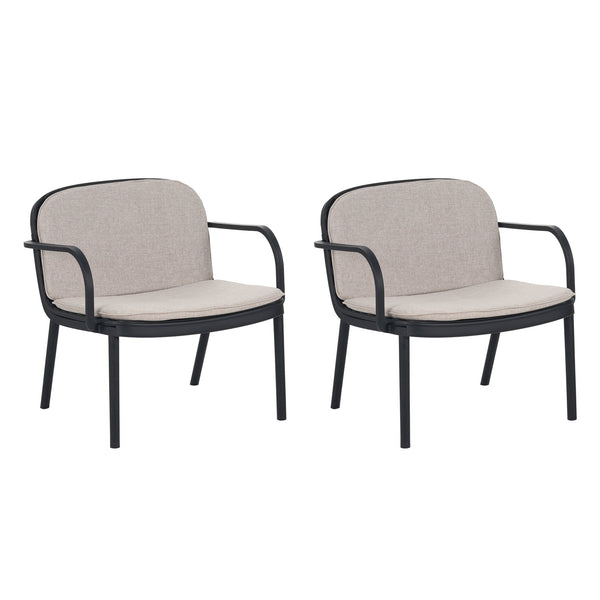 English Elm Christopher Knight Home® - Luna Outdoor Pp Club Chair Set Of 2 - Stylish Black Frame With Beige Cushions For Cozy Patios N775P272730B