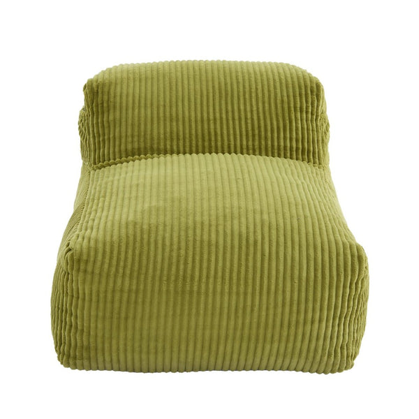 English Elm Big Corduroy Lounger Bean Bag with Ottoman Memory Foam Fill for Living Room Olive W395P435351