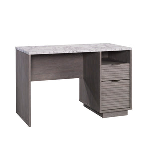 English Elm Desk, Medium Grey Finish – Stylish Space-Saving Design With Organized Storage & Cable Management B356P354468