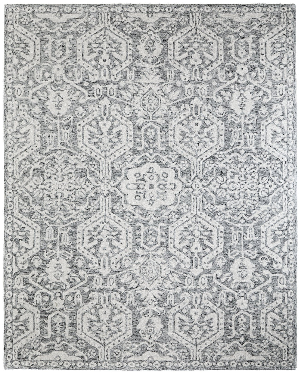 Feizy Rugs Belfort Hand-tufted Wool Rug – Elegant Geometric & Floral Designs For Timeless Home Style Gray,White Wool 8698a27fgry000e10