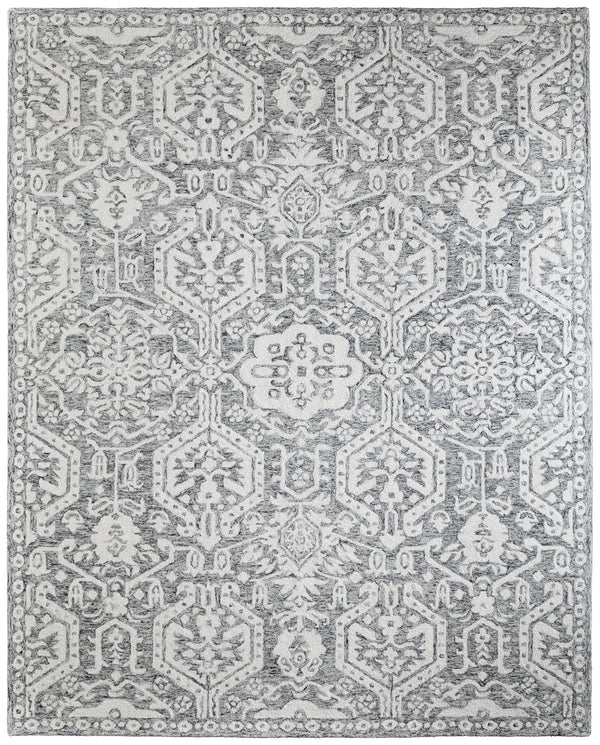 Feizy Rugs Belfort Hand-tufted Wool Rug – Elegant Geometric & Floral Designs For Timeless Home Style Gray,White Wool 8698a27fgry000e10