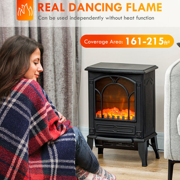 English Elm Homcom 22" Compact Electric Fireplace Stove With Realistic Flame, Safety Features & Dual Heat Settings W2225P249859