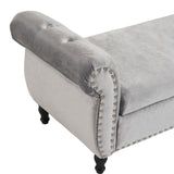 Christopher Knight Home® - Noble House - - Velvet Multifunctional Storage Rectangular Ottoman Bench With 1 Pillow, Grey