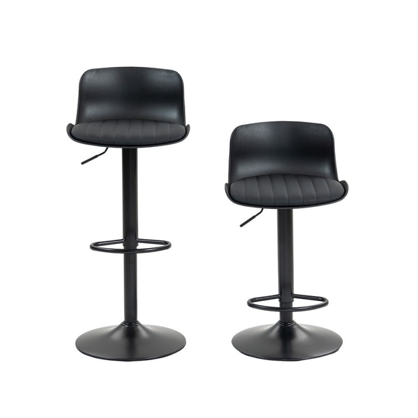 English Elm Bar Stools Set of 2 Adjustable Swivel Pu Leather Kitchen Island Seating with Back Black W676P358682