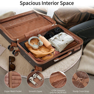English Elm 4 Piece Abs Hard Shell Luggage Set with Spinner Wheels Tsa Lock and Packing Cubes Coffee PP313145AAZ