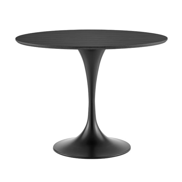 EuroStyle Astrid Mid-Century Tulip Dining Table with Lacquered Top for Small Spaces Black/Matte Black 90264BLK-KIT