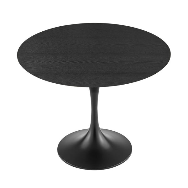 EuroStyle Astrid Mid-Century Tulip Dining Table with Lacquered Top for Small Spaces Black/Matte Black 90264BLK-KIT