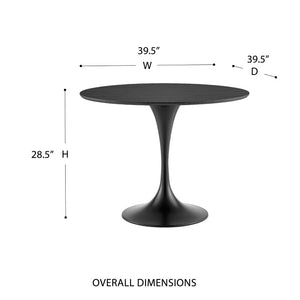 EuroStyle Astrid Mid-Century Tulip Dining Table with Lacquered Top for Small Spaces Black/Matte Black 90264BLK-KIT